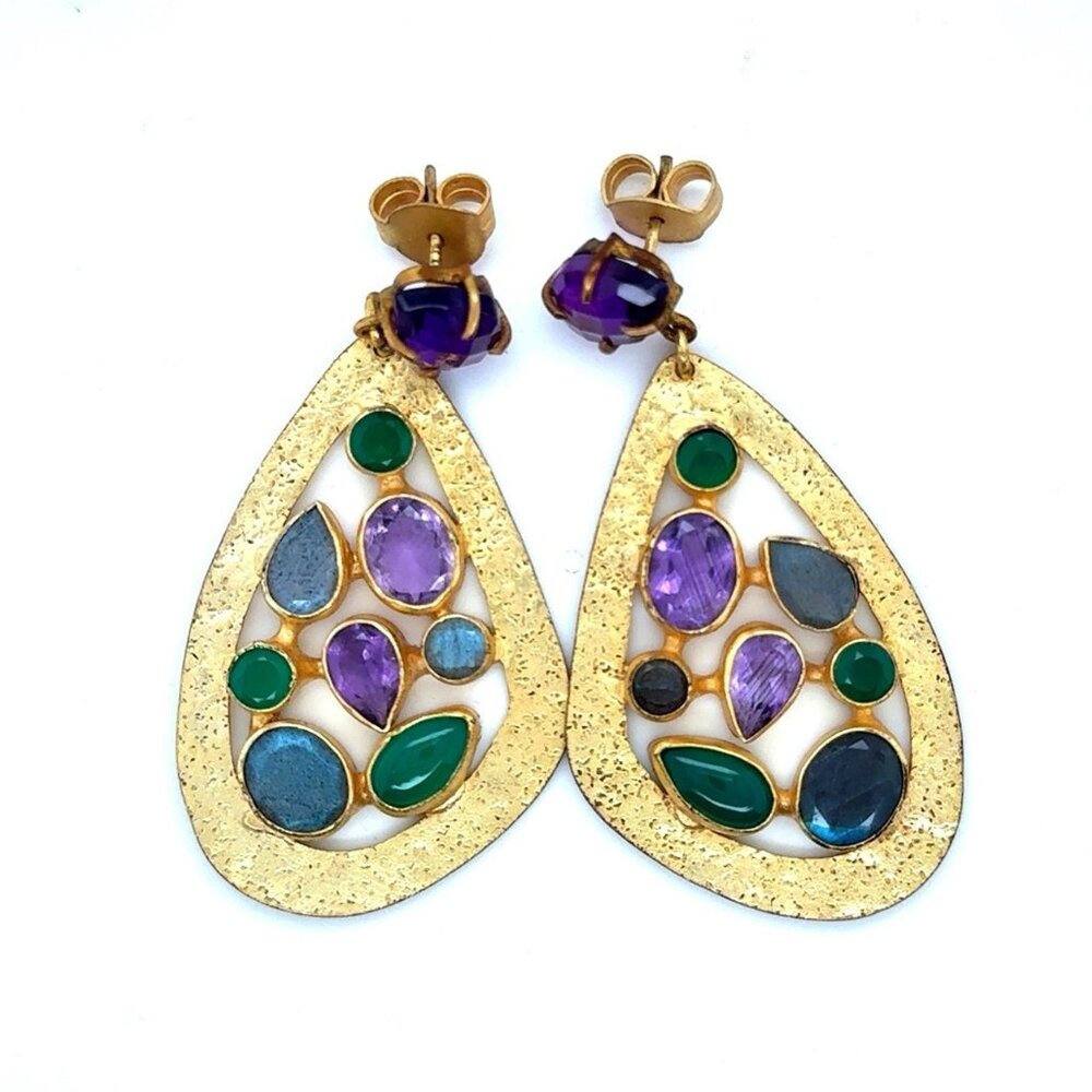 Purple/Green/Topaz Drop Earrings